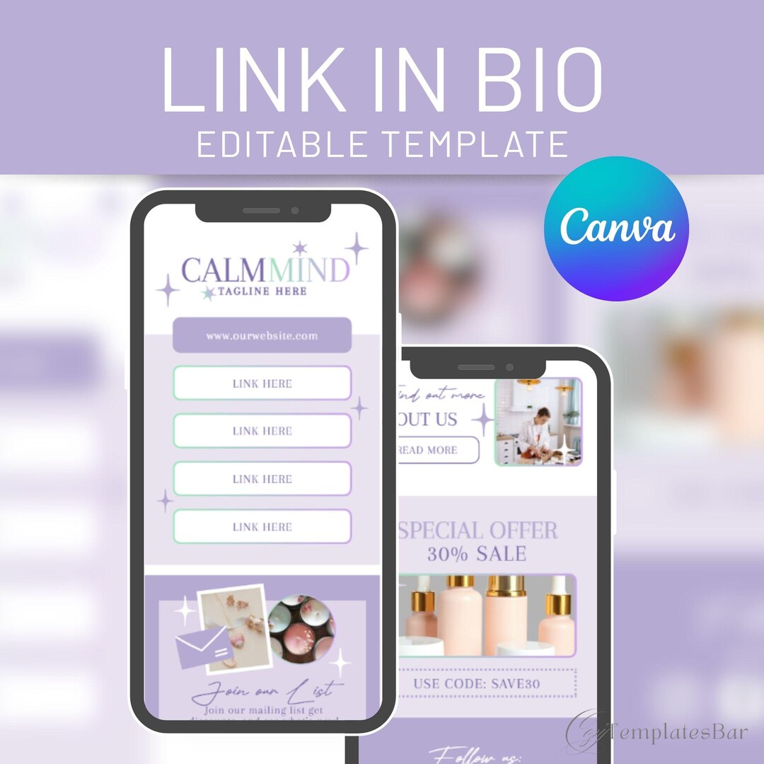 Link in Bio Template Editable in Canva | Instagram Link in Bio Page ...