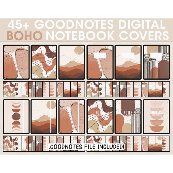 45 MINIMAL BOHO Goodnotes Covers, digital notebook cover, boho notebook cover, notability cover, digital planner cover, minimal notebook