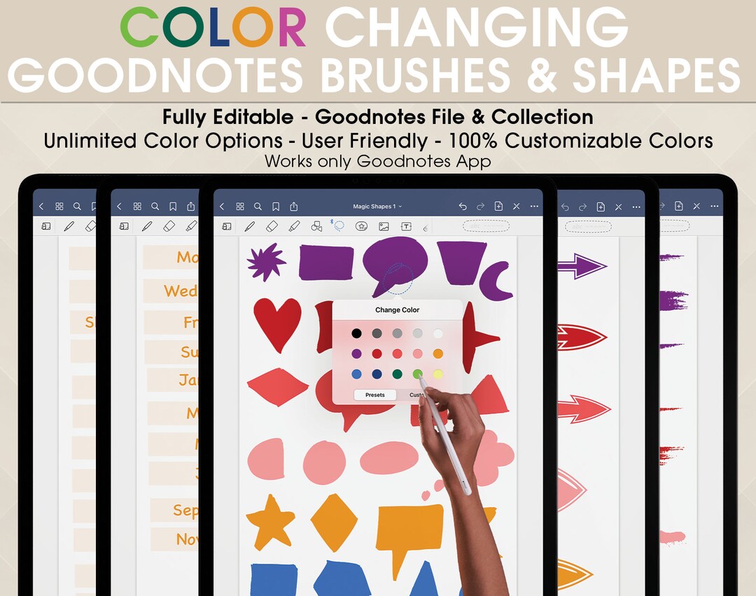 COLOR CHANGING Goodnotes Brushes Magic Brushes Notepad Brush Etsy