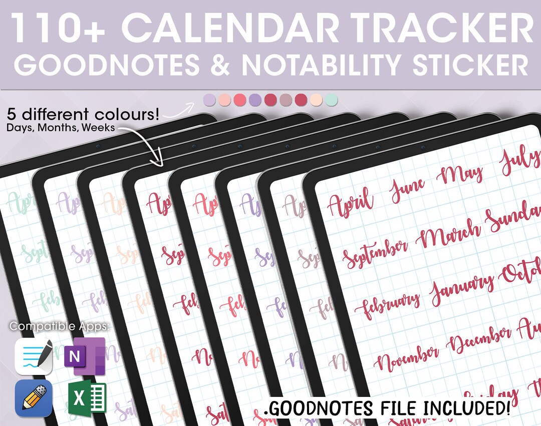 110 Goodnotes Dates & Months STICKER Sticker Note Sticky Etsy