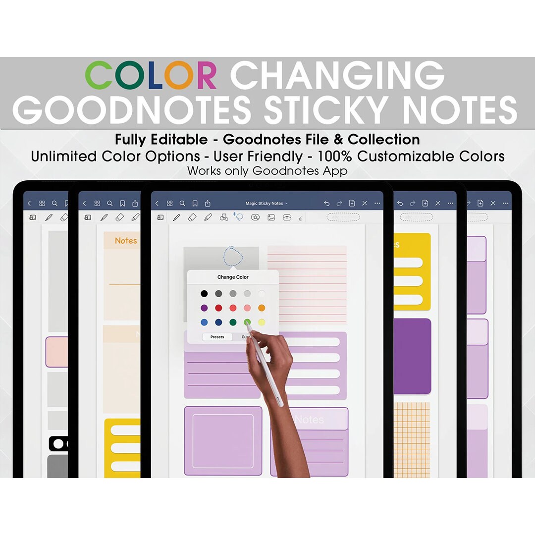 Good Notes Colours COLOR CHANGING Goodnotes Sticky Notes, Magic Sticky Notes, Sticky ...