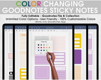 COLOR CHANGING Goodnotes Sticky Notes, magic sticky notes, sticky postit, digital planner sticker, goodnotes elements, color editable, notes