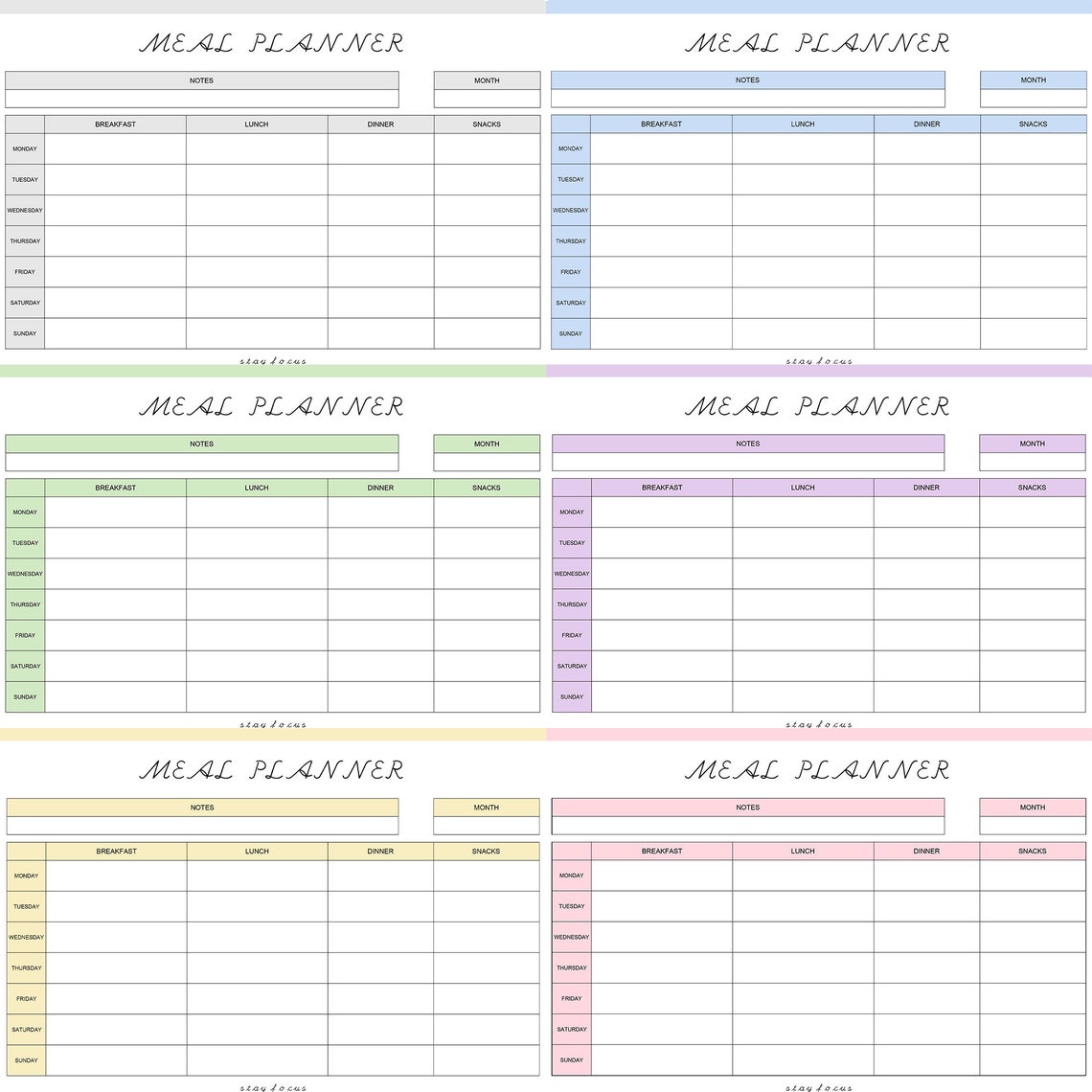 Printable MEAL PLANNER Meal Planner Meal Tracker Pdf Pdf - Etsy