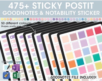 475+ Goodnotes STICKY POSTIT, note autocollante, postit collant, autocollant de planificateur numérique, notes autocollantes de planificateur, notes numériques, autocollant prérecadré