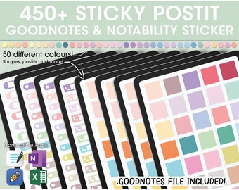 450+ Goodnotes STICKY POSTIT, sticker note, sticky postit, digital planner sticker, planner sticky notes, digital notes, precropped sticker