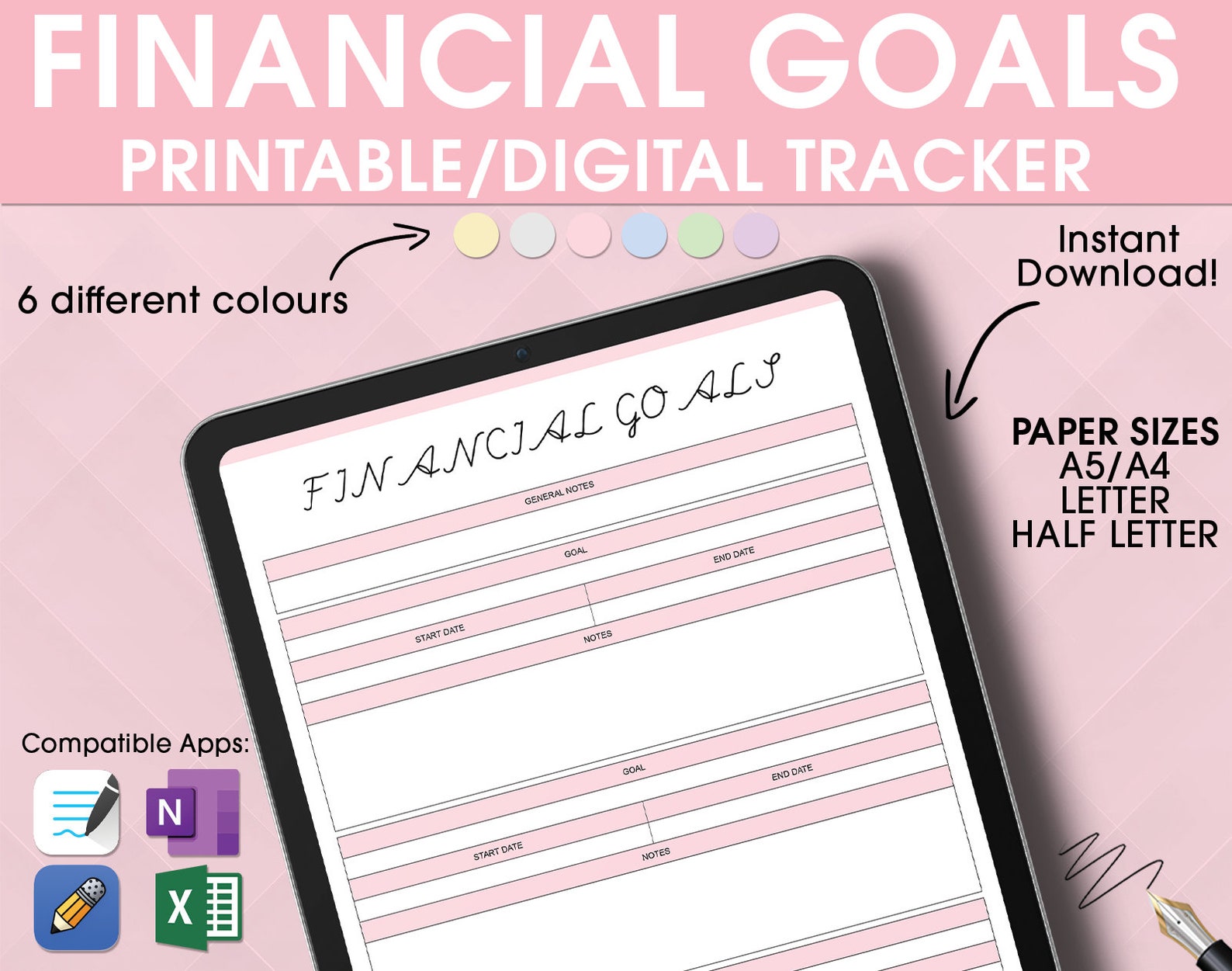 Printable FINANCIAL GOALS TRACKER Financial Goals Tracker - Etsy