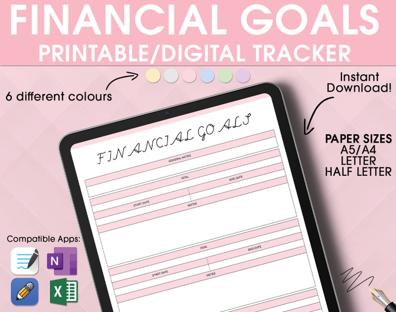 Printable FINANCIAL GOALS TRACKER Financial Goals Tracker - Etsy