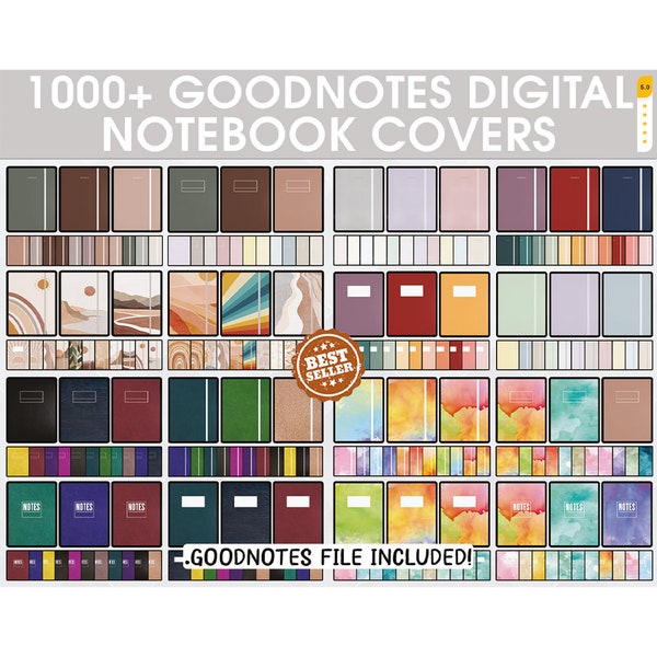 1000+ Goodnotes Cover, digitales Notebook Cover, Boho Notebook Cover, Notability Cover, Digital Planner Cover, buntes Notebook Cover, Notiz