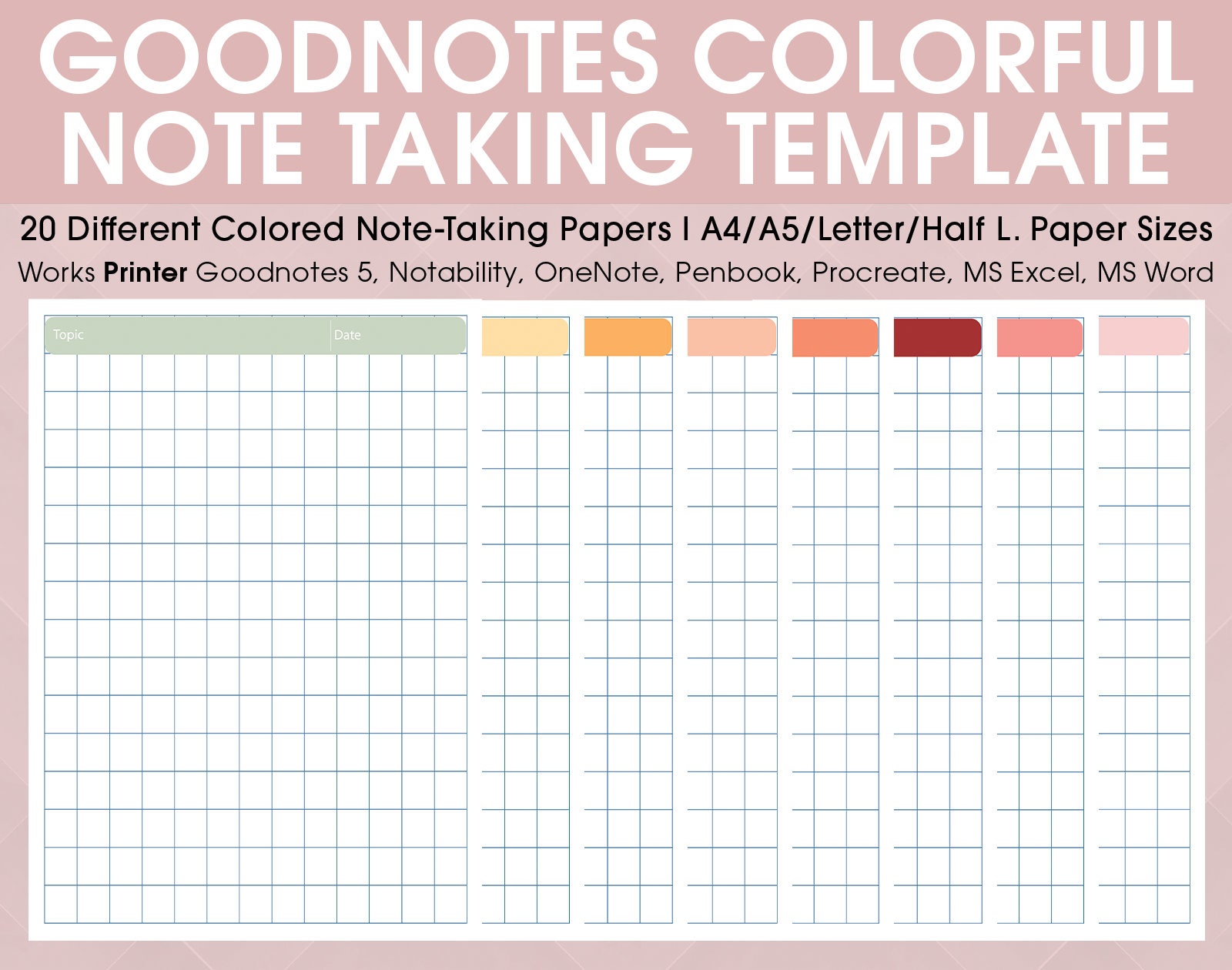 20 GRAPH NOTE-TAKING Sheet Goodnote Sheet Notability Sheet - Etsy UK