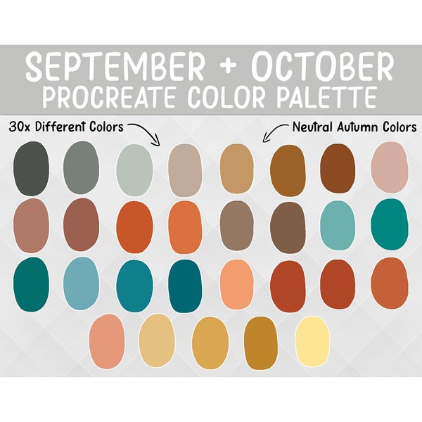 September/October Digital Color Palette, procreate swatches, procreate colors, procreate art, ipad procreate, procreate palette for ipad