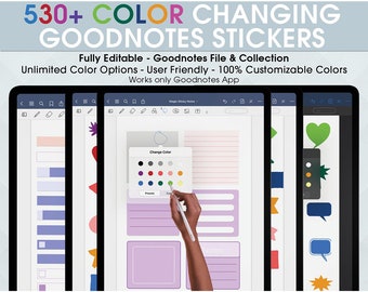 530+ COLOR CHANGING Goodnotes Sticker, magic stickers, sticky postit, digital planner sticker, goodnotes elements, color editable, sticker