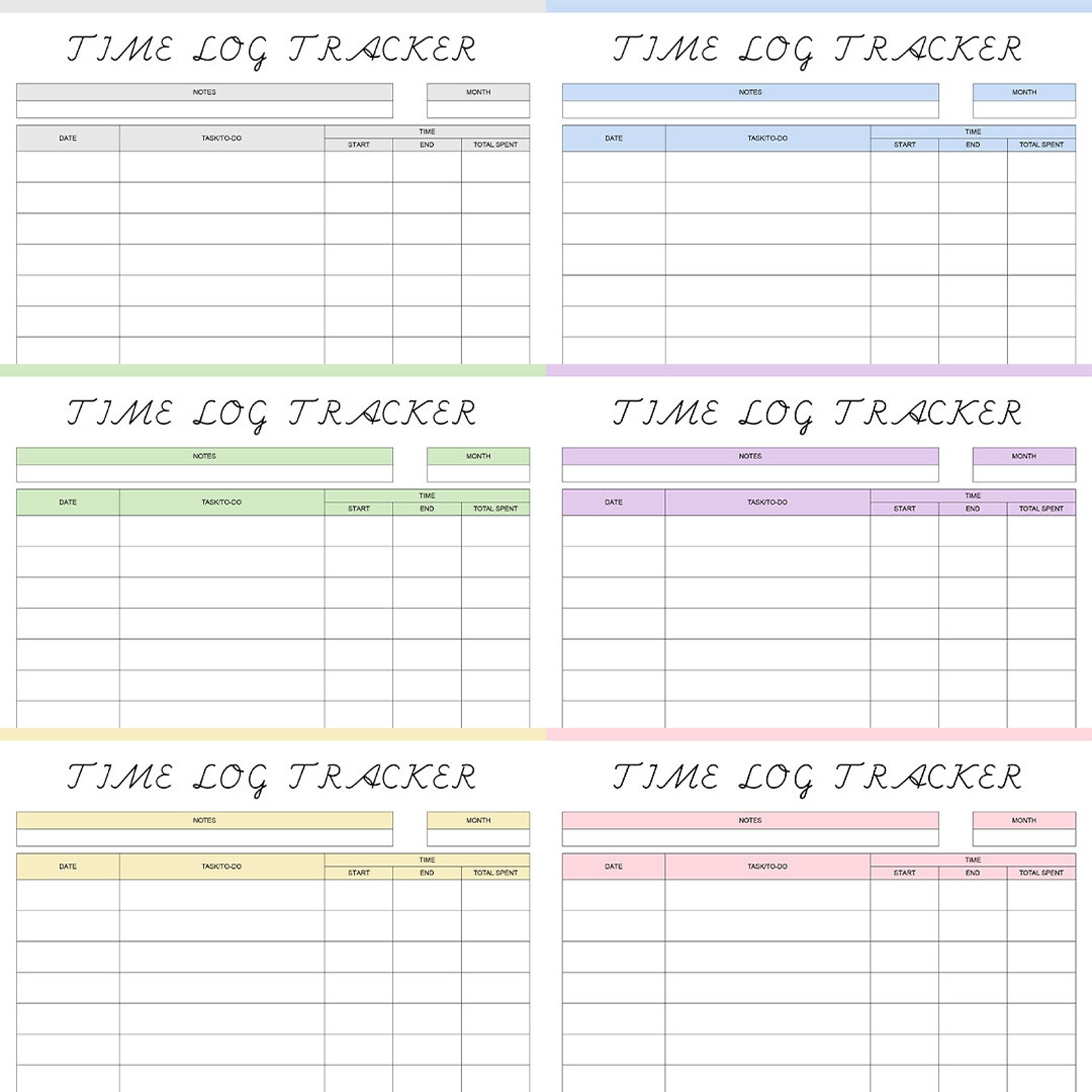 Printable TIME LOG TRACKER Time Log Planner Time Log Pdf - Etsy