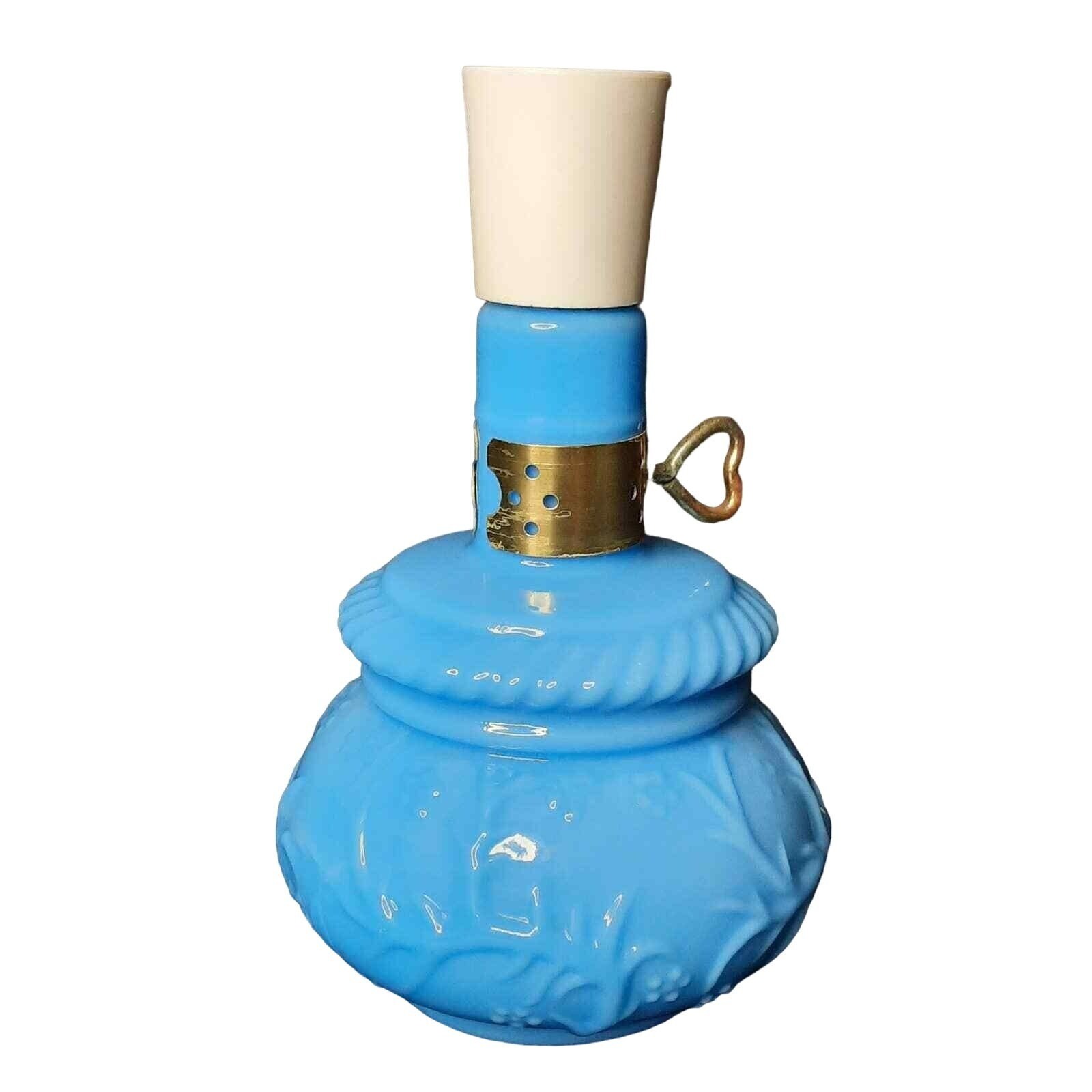 Avon Vintage 1970's Oil Lamp Blue Milk Glass Half Full Etsy