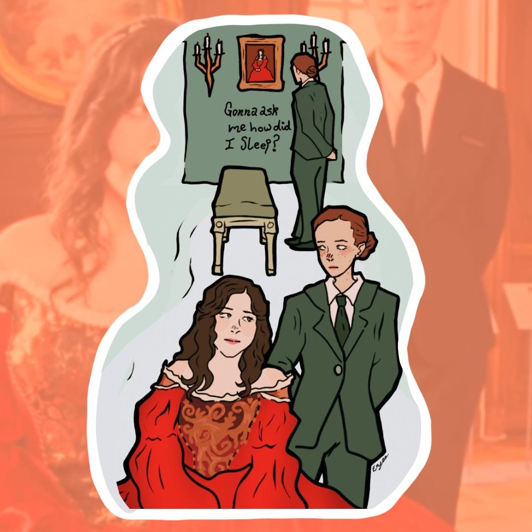 Sticker art inspired by Lucy Dacus, featuring stylized thumbs