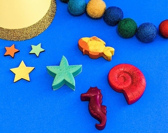 Crayons de couleur Under the Sea : accessoires de fête océan, sans plastique (paquet de 5)