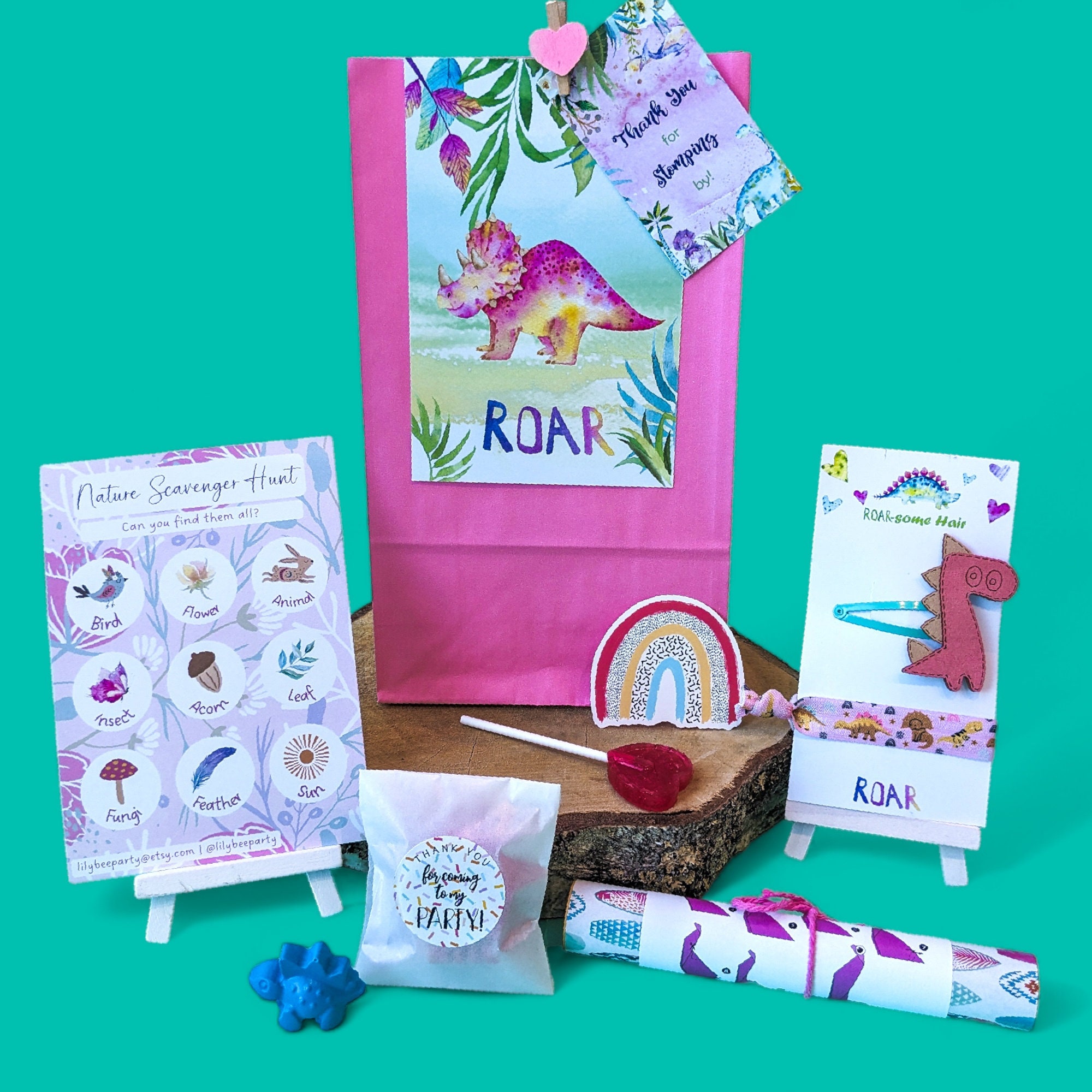 AHYCS Dinosaur Party Favor Bags - 24 Pcs Kraft Paper Treat Bags For Kids Birthday