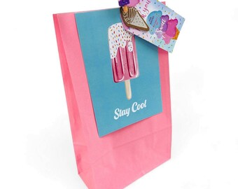 Sacs de fête pour crème glacée | Sacs cadeaux | Sacs de fête en papier | Fête de la crème glacée | Sacs de fête fille | Doux anniversaire | Bonbons