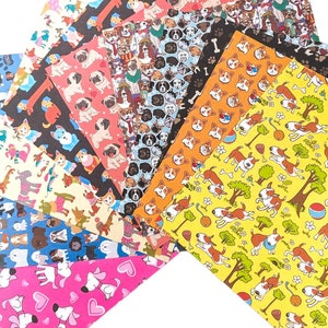 Pode incluir: Um conjunto de 10 pap&eacute;is estampados coloridos com diferentes ra&ccedil;as de c&atilde;es. Os pap&eacute;is s&atilde;o impressos com diferentes ra&ccedil;as de c&atilde;es, incluindo carlinhos, bulldogs e terriers. Os pap&eacute;is s&atilde;o perfeitos para scrapbooking, fazer cart&otilde;es e outros projetos de artesanato.