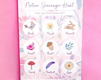 Jeu de chasse au trésor Boho Nature : feuille d'activités pour fête d'enfants