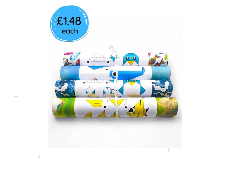 Décorations origami sur le thème de la mer pour les pochettes-surprises – Motifs de poisson-ange, de baleine et de pingouin au choix – Cadeaux pour enfants sur le thème de l'océan image 1
