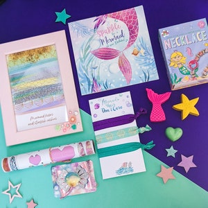 Handmade Mermaid Gift Box: Hair Accessories, Necklace Kit, & More