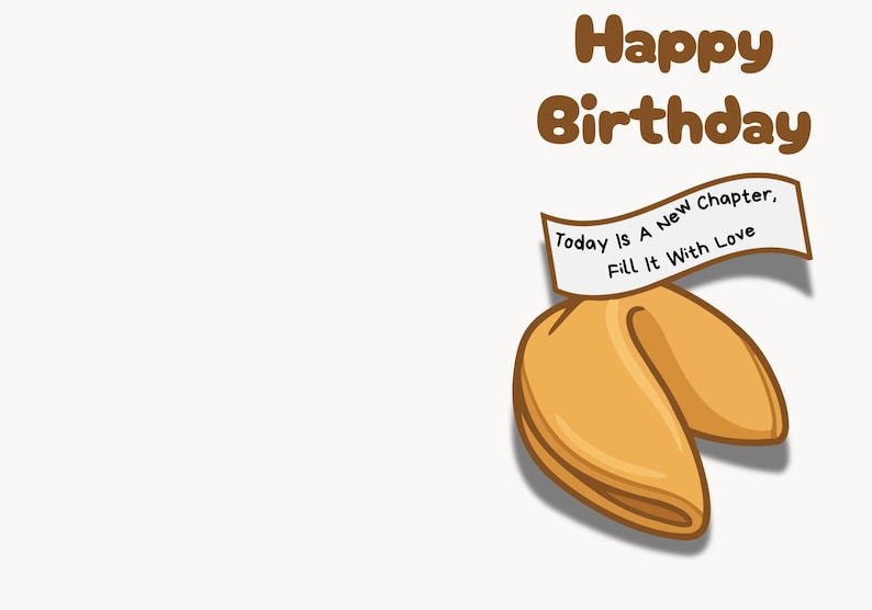 Fortune Cookie Birthday Card, Heartfelt Message (Digital Download) image 4