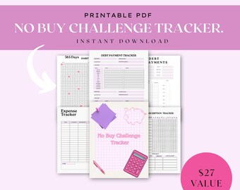 No Buy No Spend Budget Tracker, Self Finance Planner Digital Download
