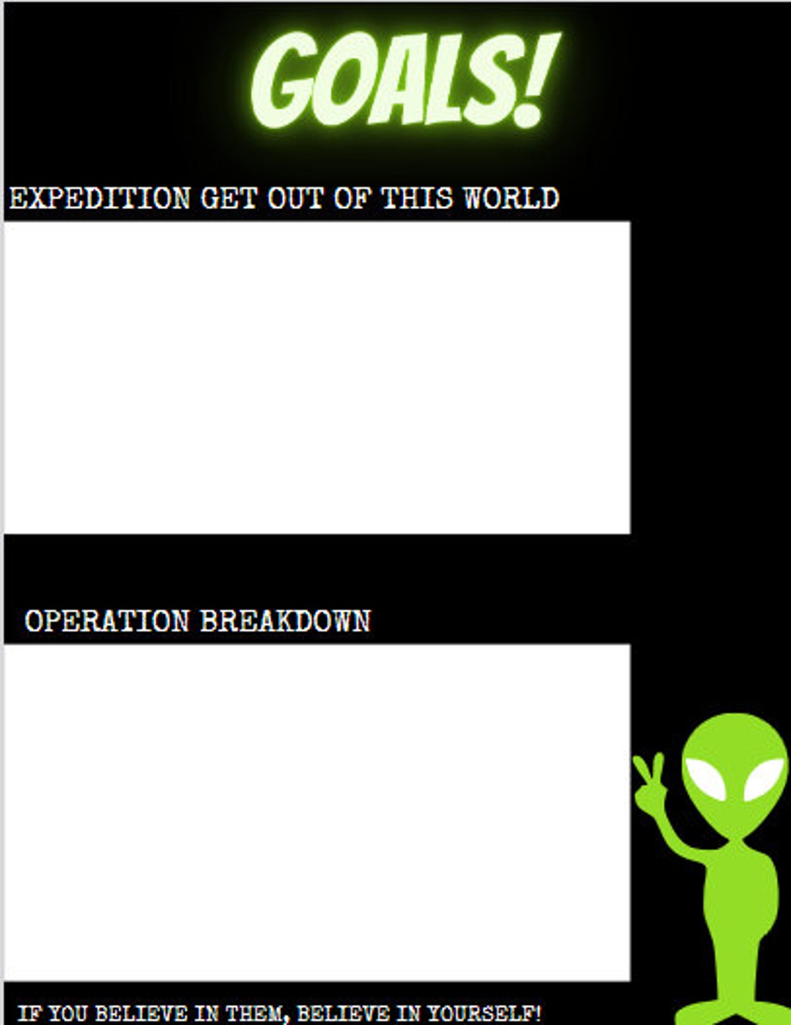 Printable Organizer Goal Tracker Template Fun Alien Goal Etsy