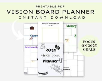 2025 Vision Board Digital Planner: Goals Template (Digital Download)