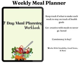 7-Day Meal Planner: Diet Logbook, Weekly Meal Prep (Digital Download)