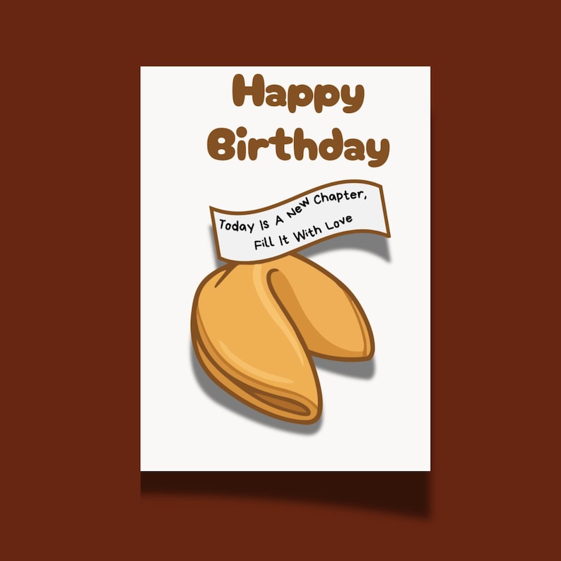 Fortune Cookie Birthday Card, Heartfelt Message (Digital Download) image 5