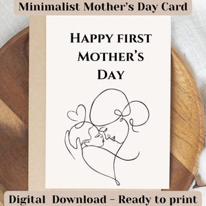 Tarjeta para el Primer Día de la Madre / Tarjetas elegantes para mamás primerizas / Tarjetas minimalistas, saludos para ocasiones especiales, mensajes conmovedores