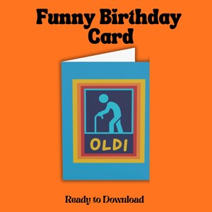 Tarjeta de cumpleaños divertida de Aldi, saludo con humor clásico (descarga digital)