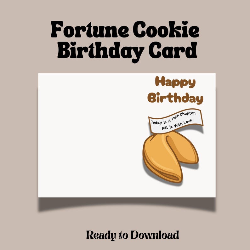 funny adult birthday card with fortune cookie with heartfelt message