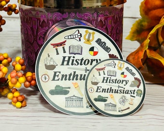 History Enthusiast Sticker: Matte Round Sticker for Historians