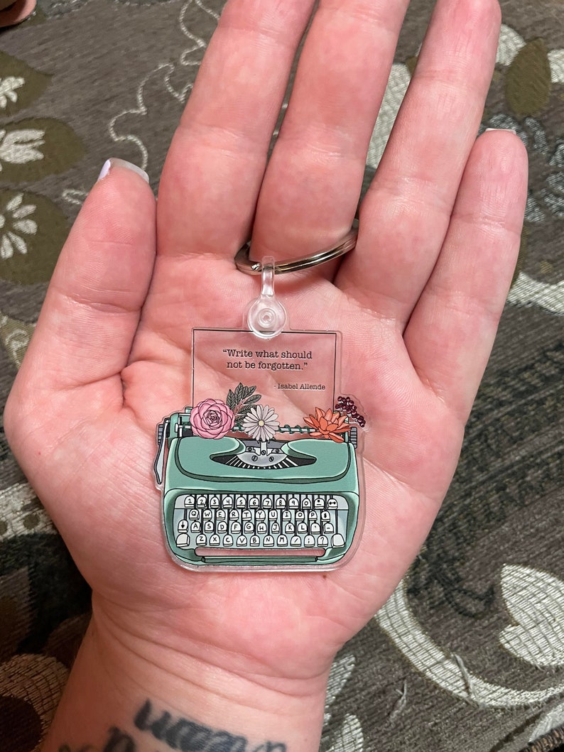 Green Typewriter Keychain image 2