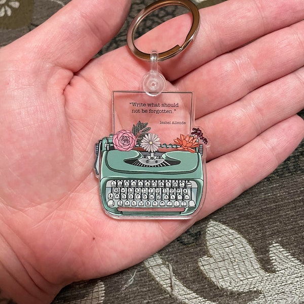 Porte-clés machine à écrire vert