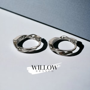 925 Sterling Silver Twisted Hoop Earrings, Mobius Hoop Earrings, Sterling Silver Hoop Earrings, Silver Hoops, Minimalist Hoops, Earrings
