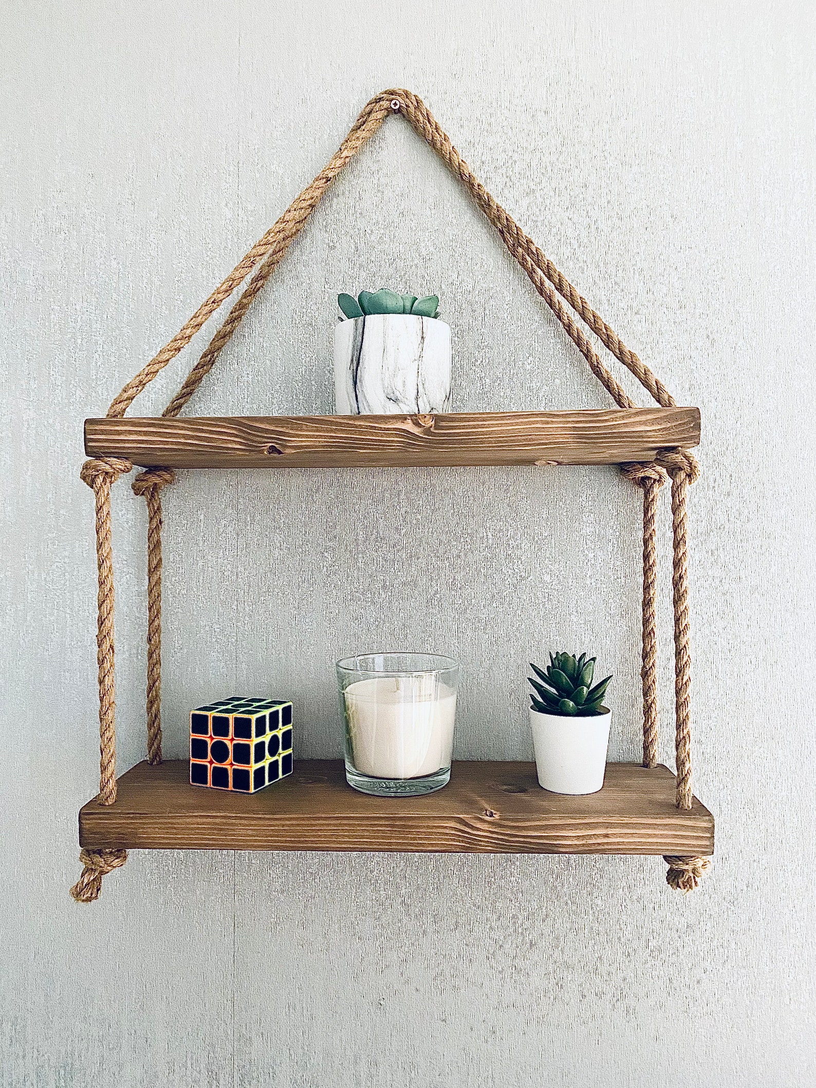 Rustic Rope Hanging Shelves. Wooden Shelves. Rope Shelves. Etsy