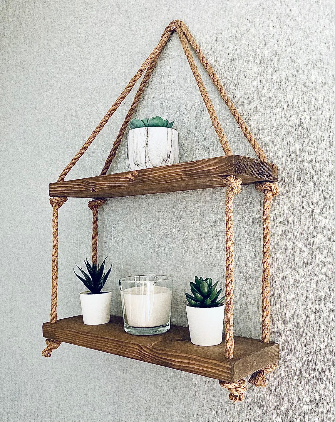 Rustic Rope Hanging Shelves. Wooden Shelves. Rope Shelves. Etsy