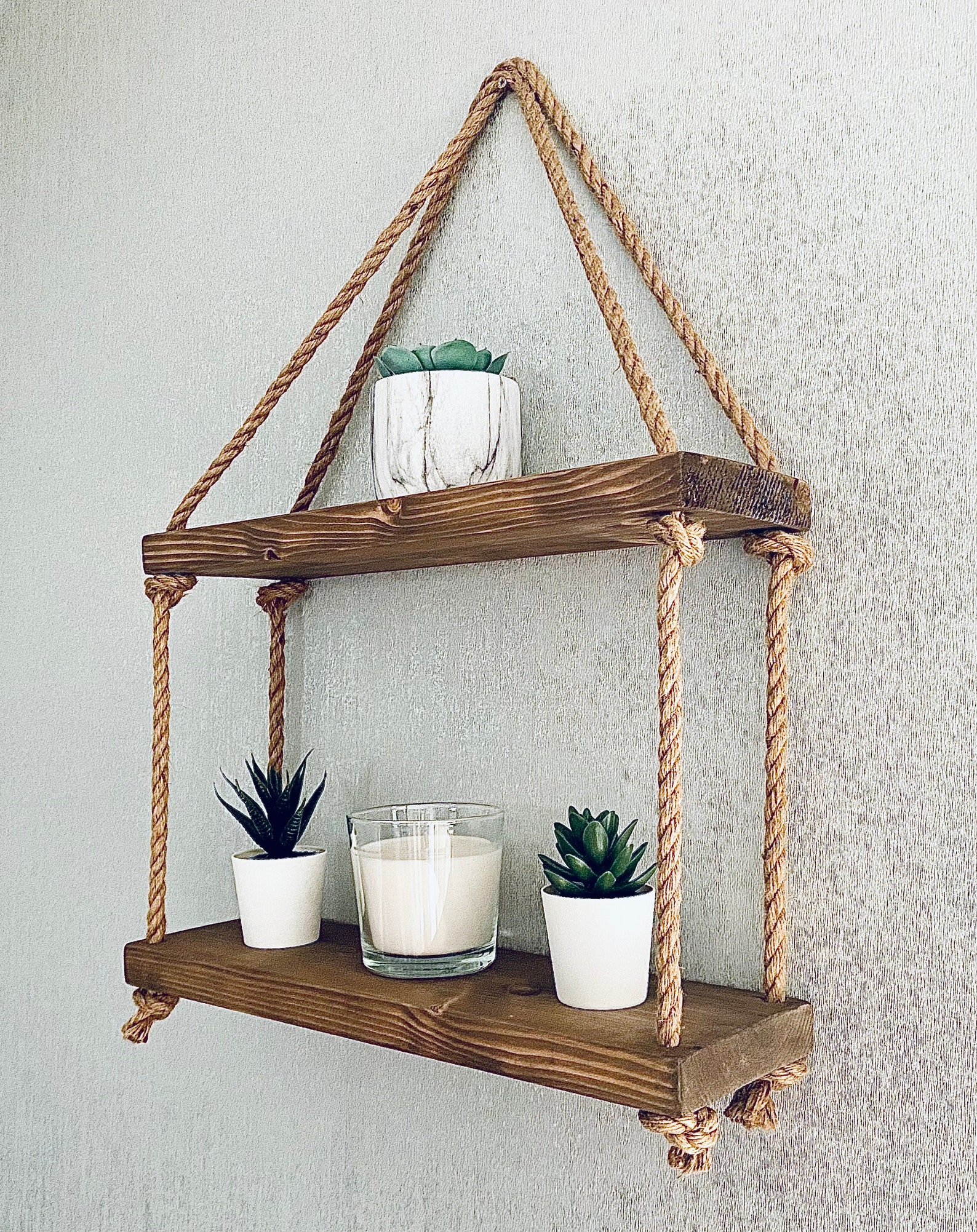 Rustic Rope Hanging Shelves. Wooden Shelves. Rope Shelves. Etsy