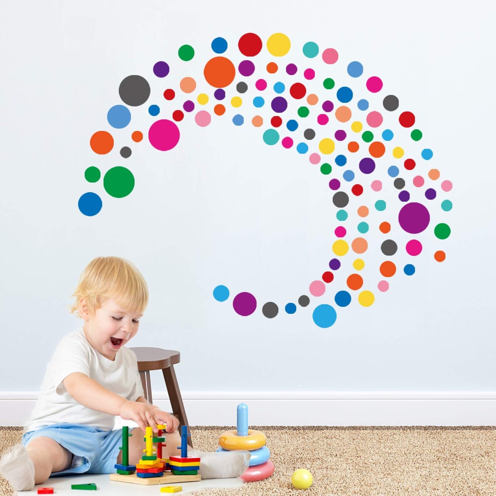 Colorful Polka dot Decal Wall Art 160 pcs Removable Wall Etsy