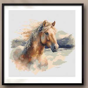 Galloping Horse Cross Stitch PDF Pattern | Majestic Gallop | 13.8" x 12.1" | 60 DMC Colors