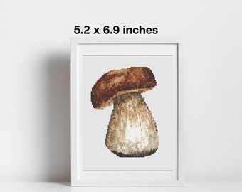 Boletus Fungus Cross Stitch Pattern  - 5.2 x 6.9 Inches - 23 DMC Colors - Mushroom Enthusiast