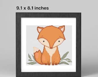 Adorable Cartoon Fox Cross Stitch Pattern - 9.1 x 8.1 inches - 20 DMC Colors