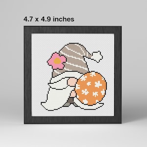 Easter Gnome Cross Stitch PDF Pattern (4.7&quot; x 4.9&quot;, 9 DMC Colors)