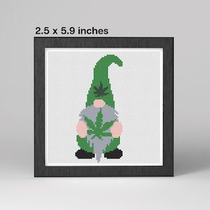 Bud the Gnome Cross Stitch Pattern - Cannabis-themed stoner gifts for him or her