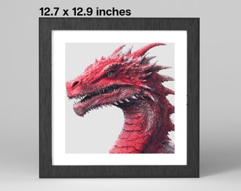 Dragon's Mirth Cross Stitch PDF Pattern - 12.7 x 12.9 inches - 41 DMC Colors