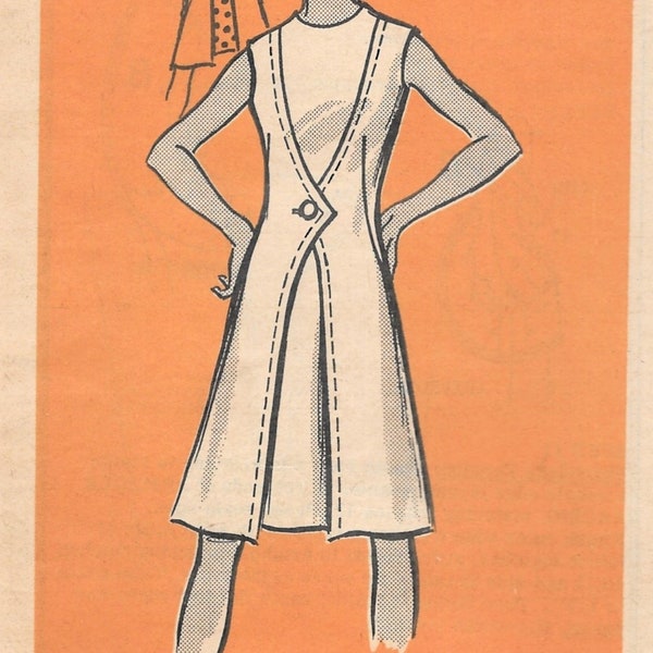 1970s Front Button Contrast Dress Sleeve Variation Marian Martin Mail Order Pattern 9447 Sz 16