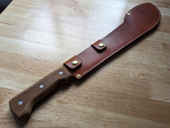 Tramontina Bolo Machete Leather Knife Sheath Cover Brown With Brass Snaps &  Rivets Bushcraft 